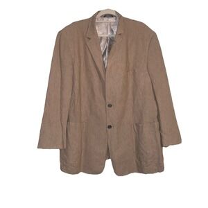 Alan Flusser Blazer Mens XL Linen Blend Sport Coat Two Button Jacket Beige Lined